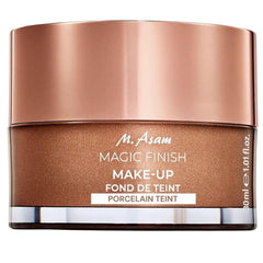 M. Asam Magic Finish Porcelain Teint mousse packaging highlights 4-in-1 formula for on-the-go beauty.