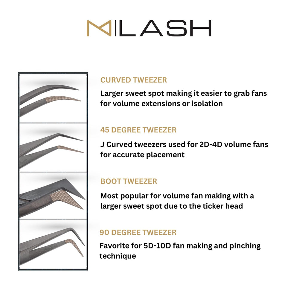 M LASH professional-use tweezers for salon-grade results.