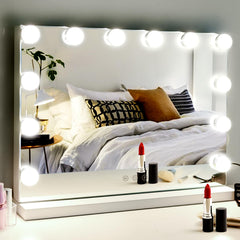 M MIVONDA vanity mirror with lights on desk provides even, eye-friendly illumination.