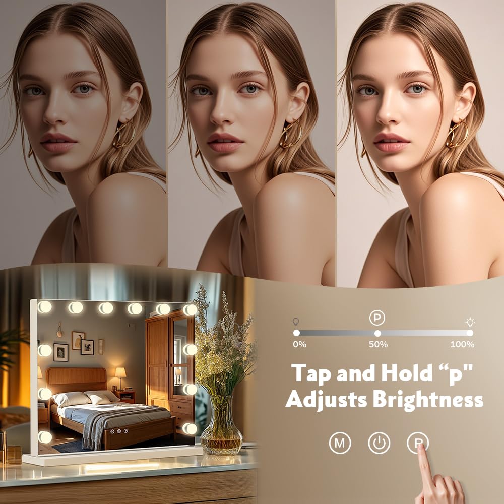 M MIVONDA vanity mirror smart touch panel enables quick lighting adjustments.