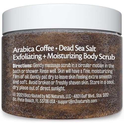 M3 Naturals Arabica Coffee Scrub application on hands demonstrates gentle scrubbing and moisturizing duo