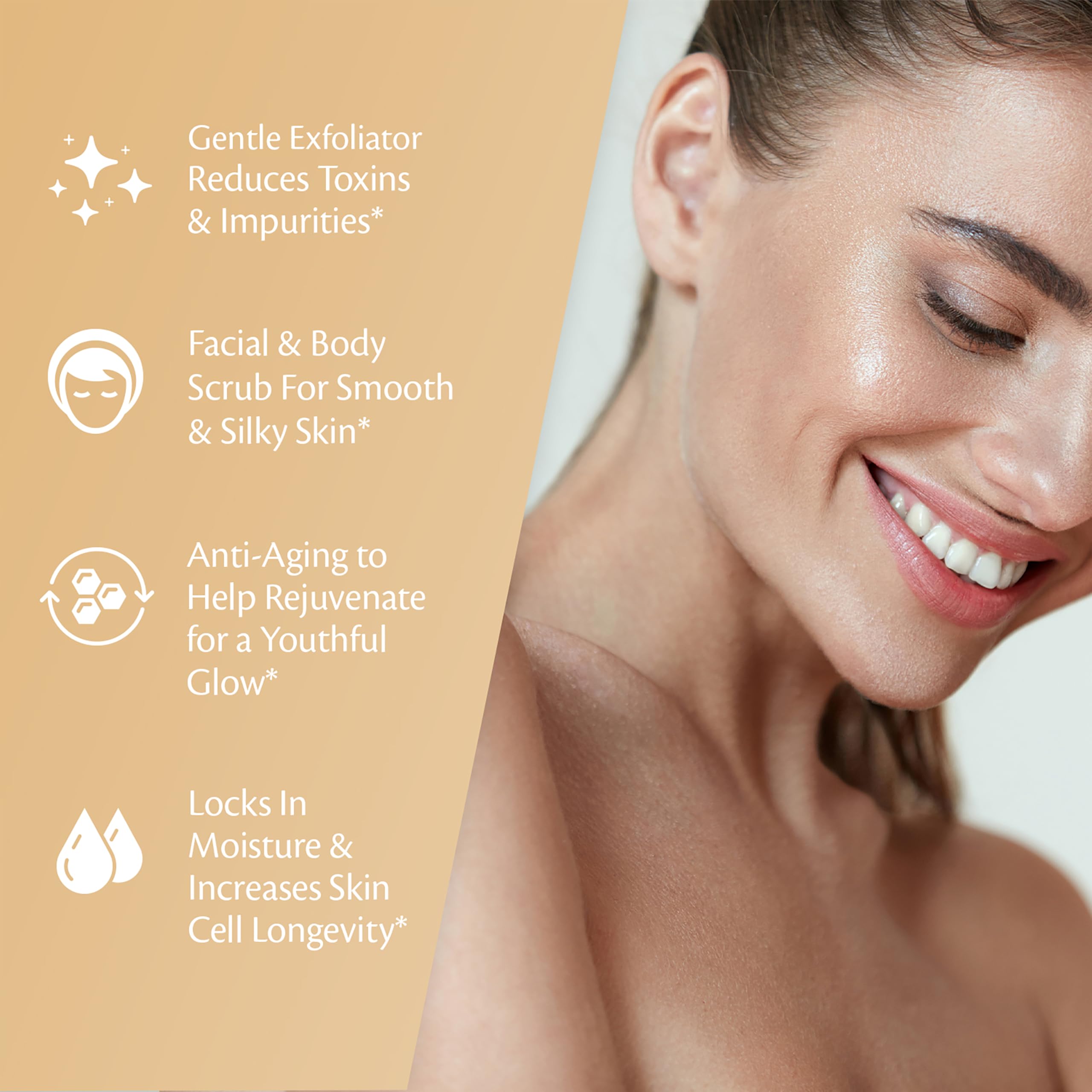 M3 Naturals Arabica Coffee Scrub body-care shot emphasizes full-body exfoliation and hydration