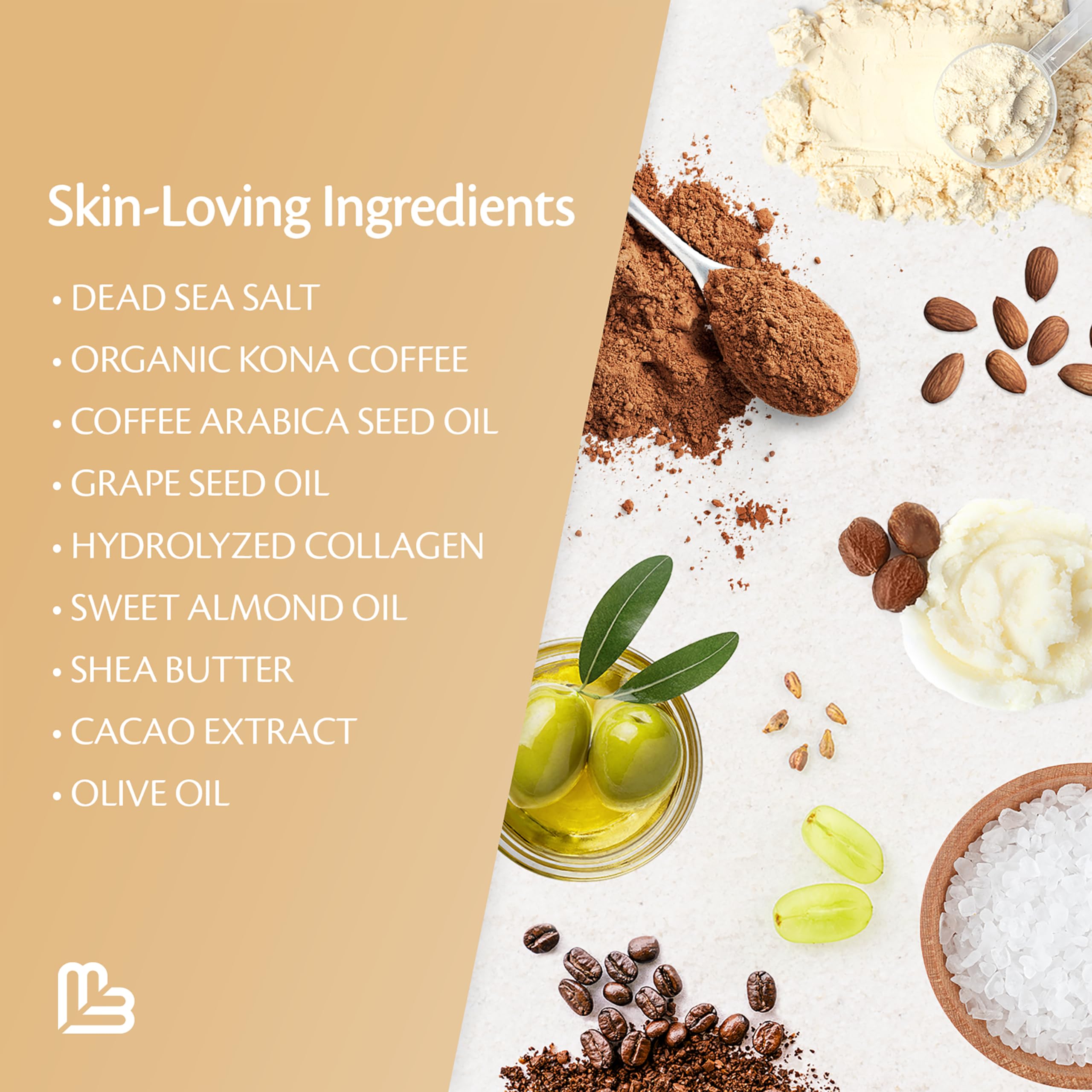 M3 Naturals Arabica Coffee Scrub collagen-stem-cells detail hints at rejuvenation benefits