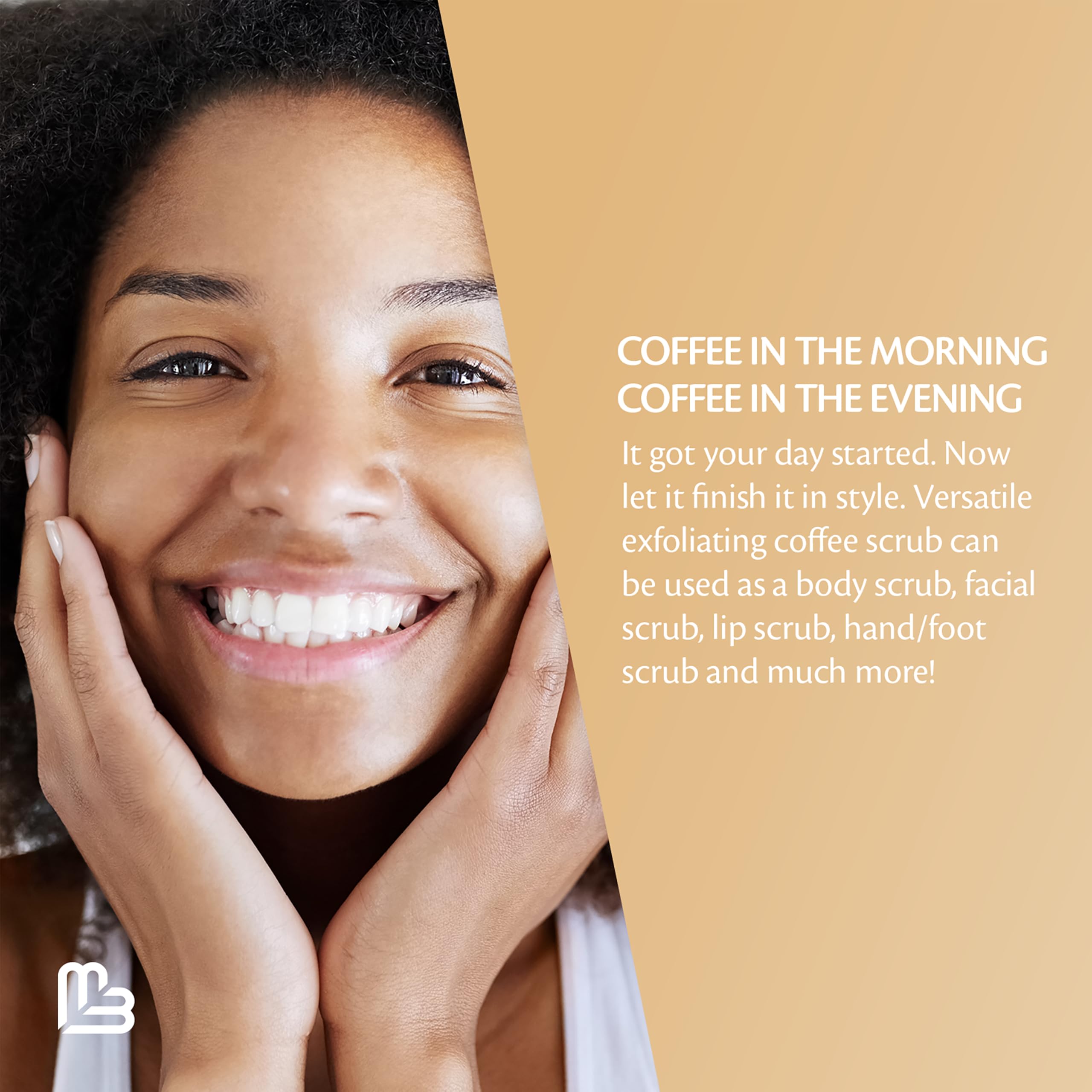 M3 Naturals Arabica Coffee Scrub made-in-usa label signals quality and traceable ingredients