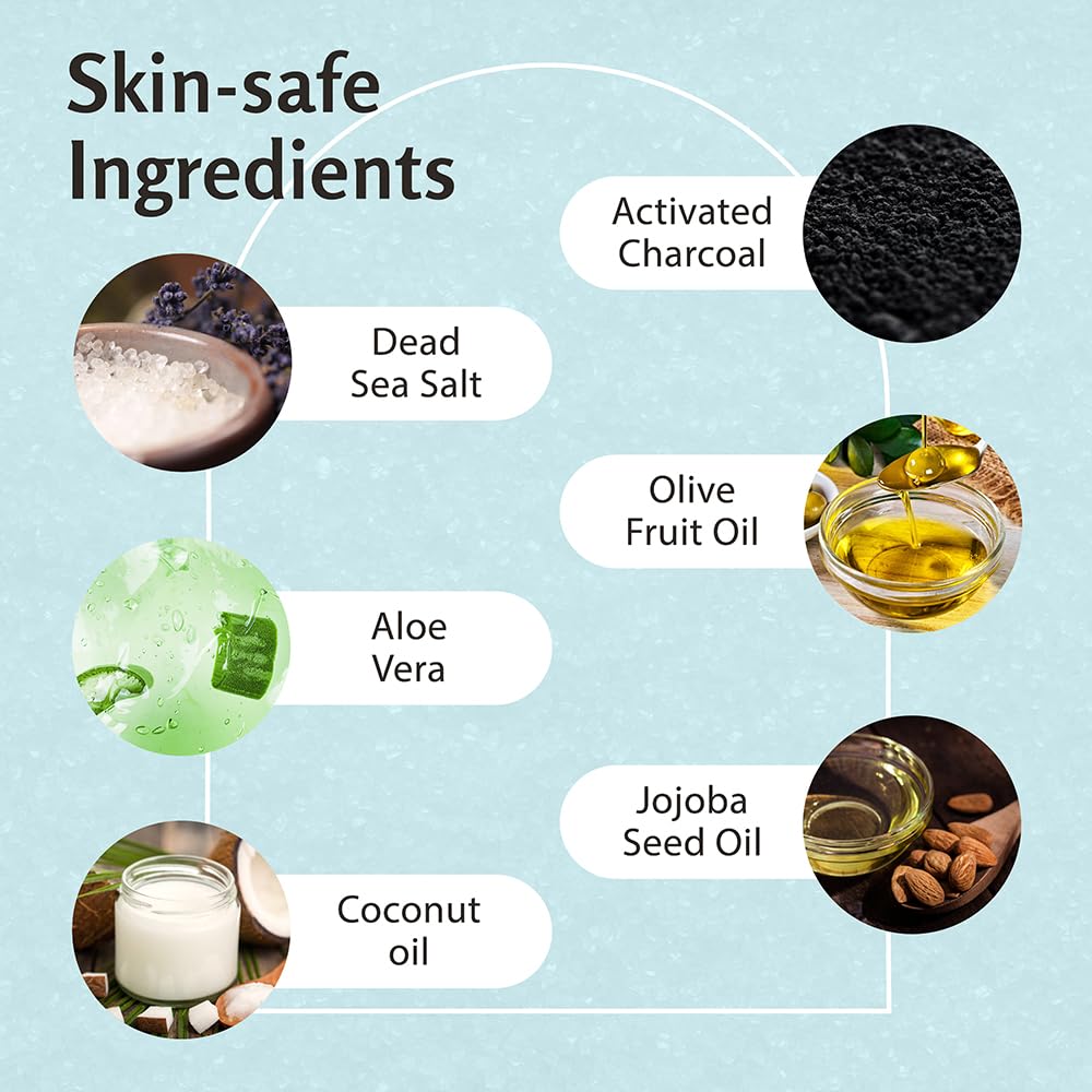 M3 Naturals body-skin-glow shot suggests smoother-looking skin after exfoliation