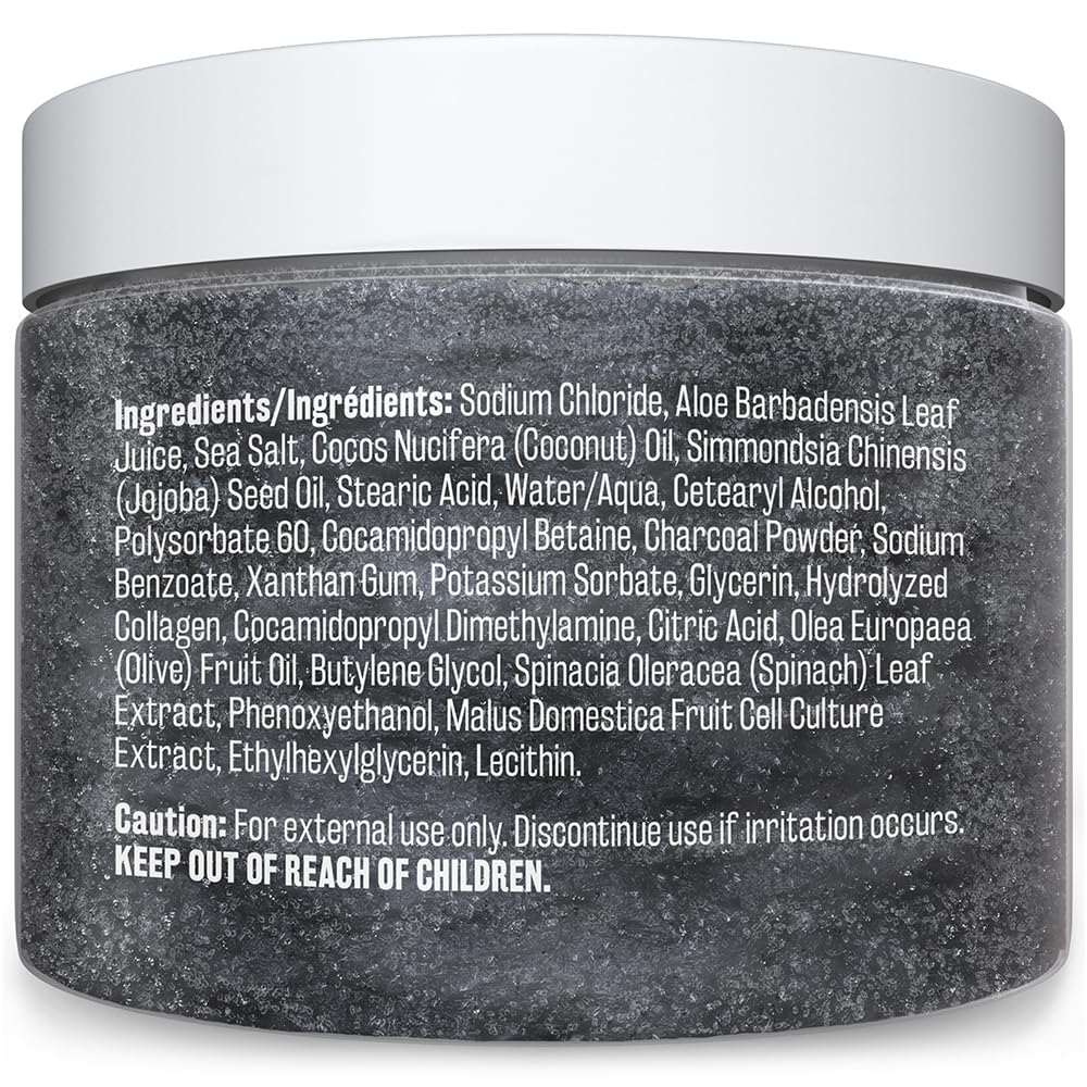 M3 Naturals face-and-body scrub applying shot shows versatile exfoliation routine