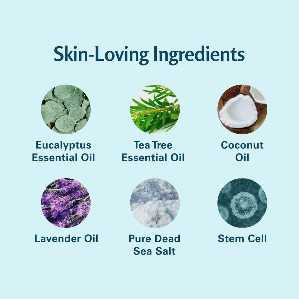 M3 Naturals foot soak ingredients with tea tree, eucalyptus, and peppermint