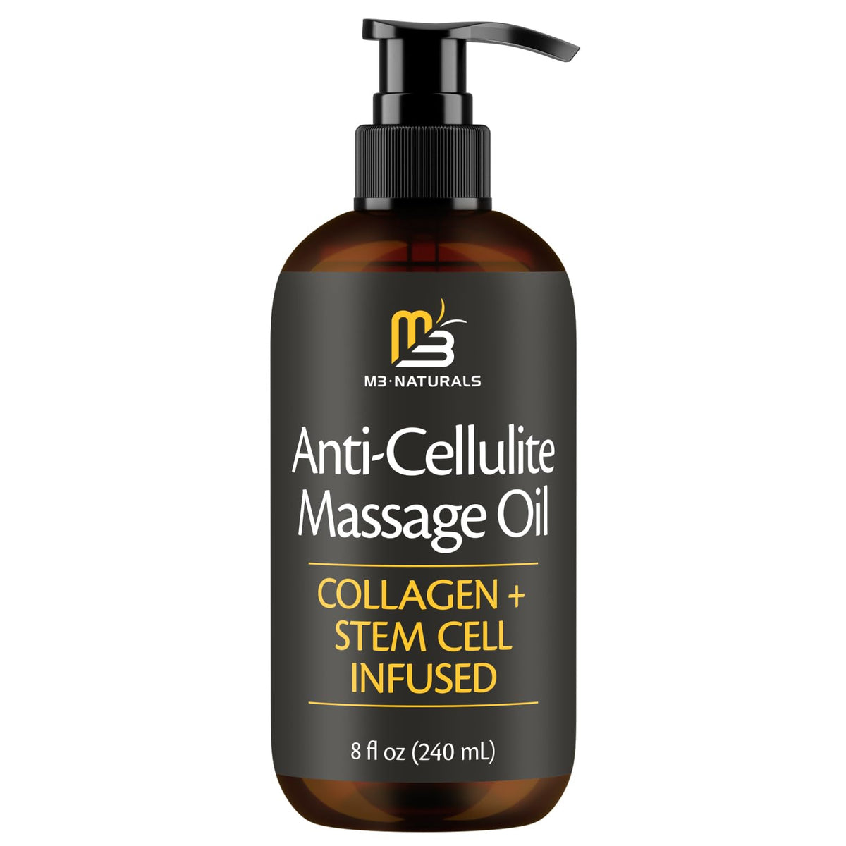 M3 Naturals front bottle view showing sleek packaging and nourishing oil