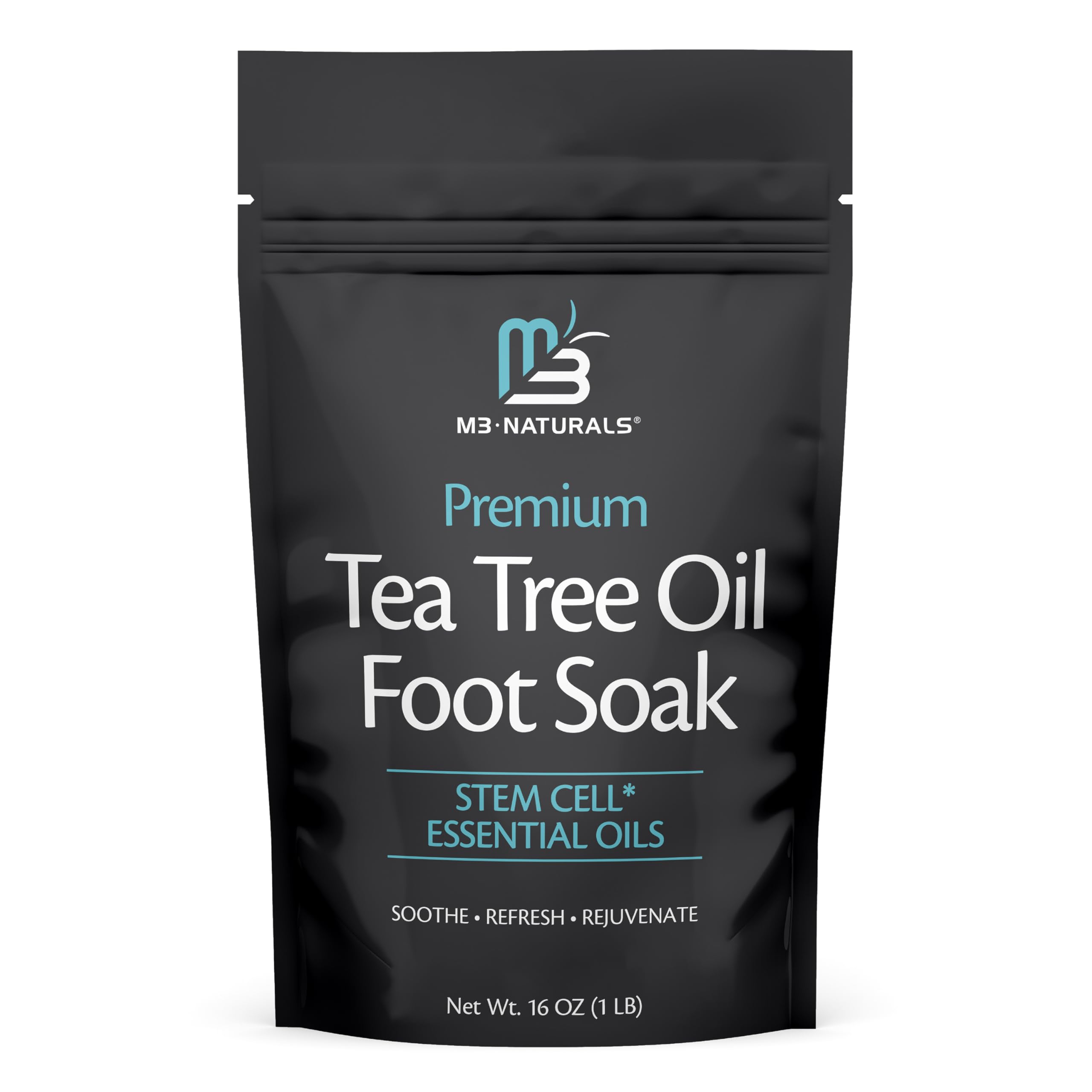M3 Naturals tea tree foot soak bottle for at-home spa and refreshing aroma