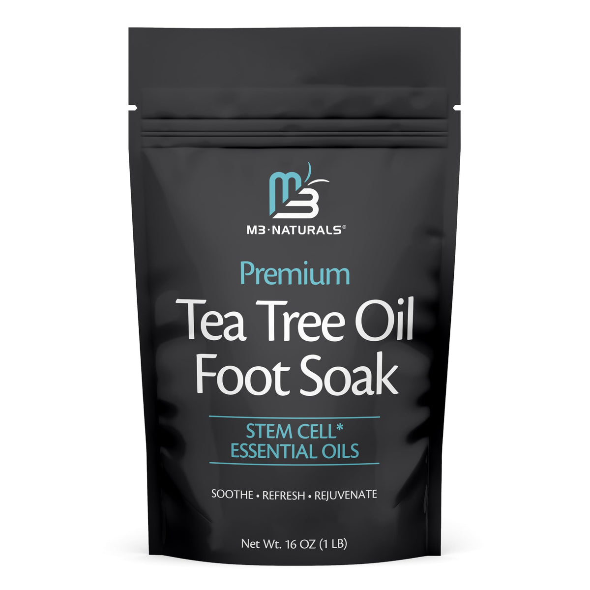 M3 Naturals tea tree foot soak bottle for at-home spa and refreshing aroma