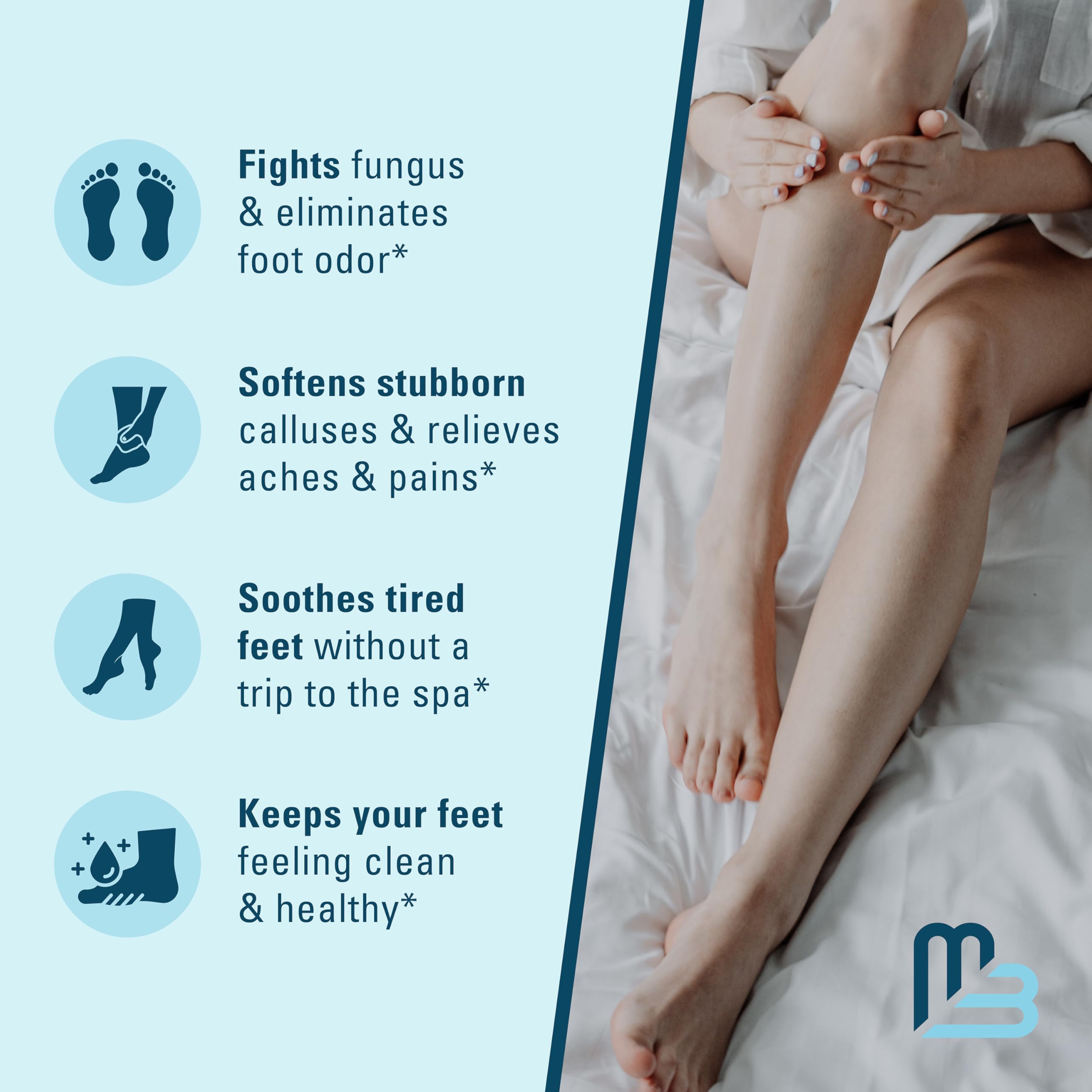 M3 Naturals tea tree oil foot soak spa setup highlighting calming ritual