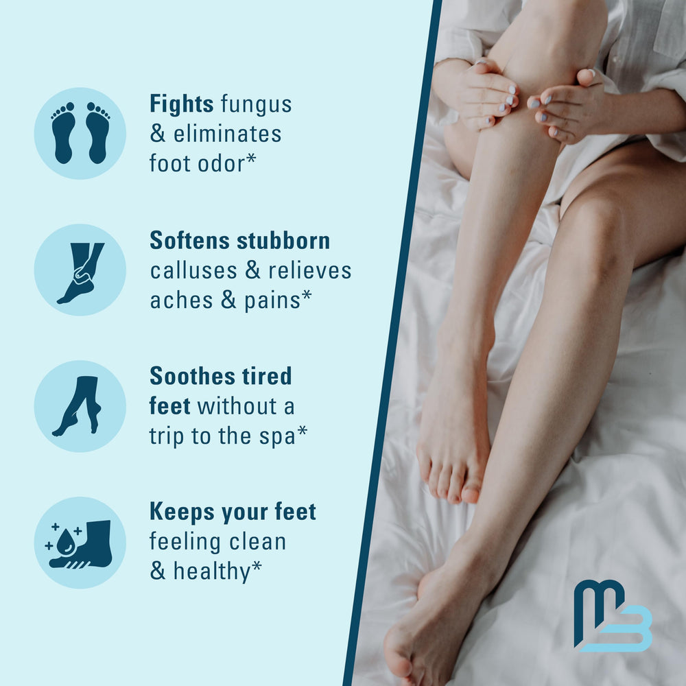 M3 Naturals tea tree oil foot soak spa setup highlighting calming ritual