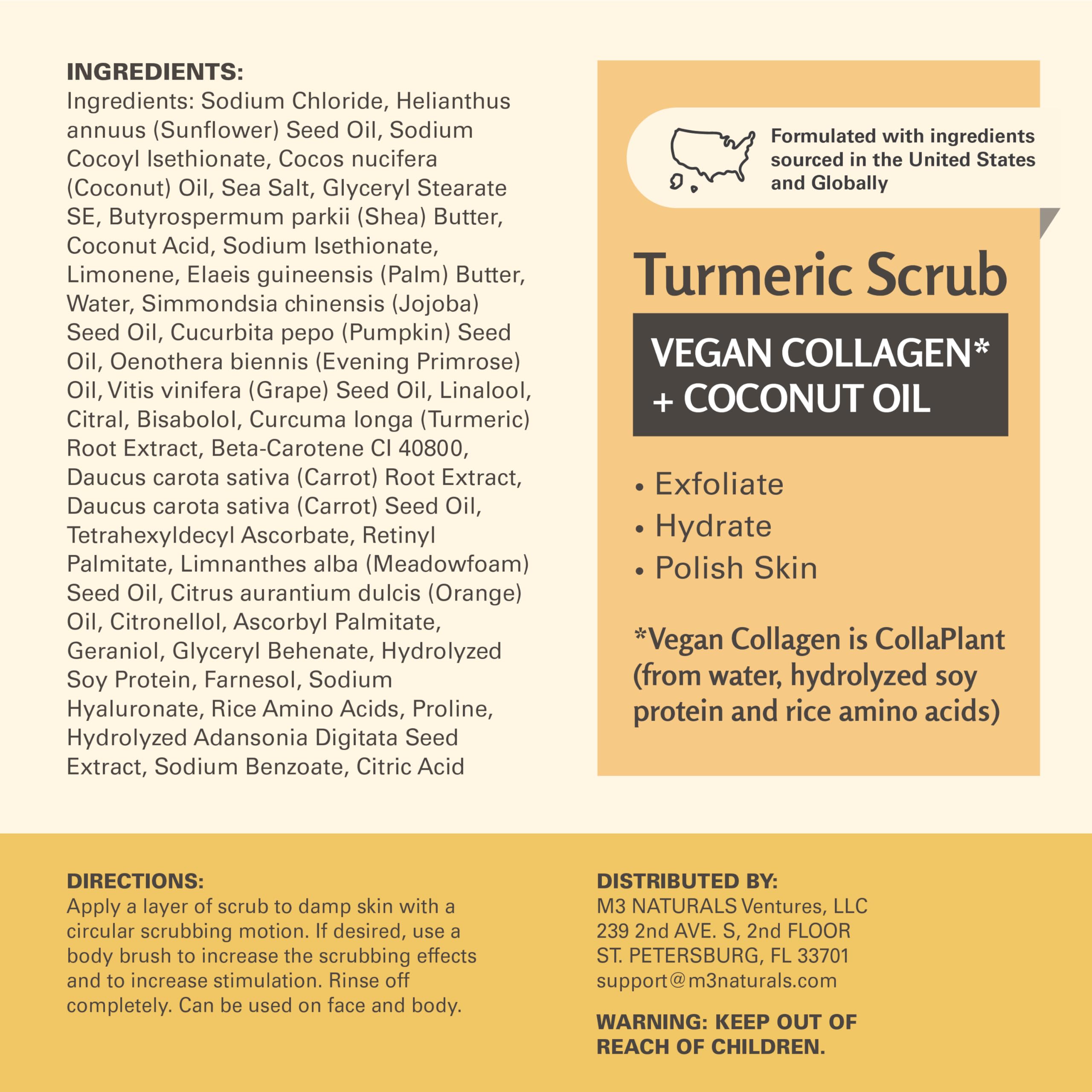 M3 Naturals turmeric scrub 16oz container offers long-lasting exfoliation