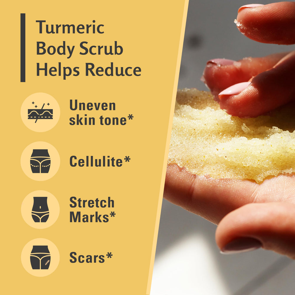 M3 Naturals turmeric scrub with retinol and collagen supports skin texture
