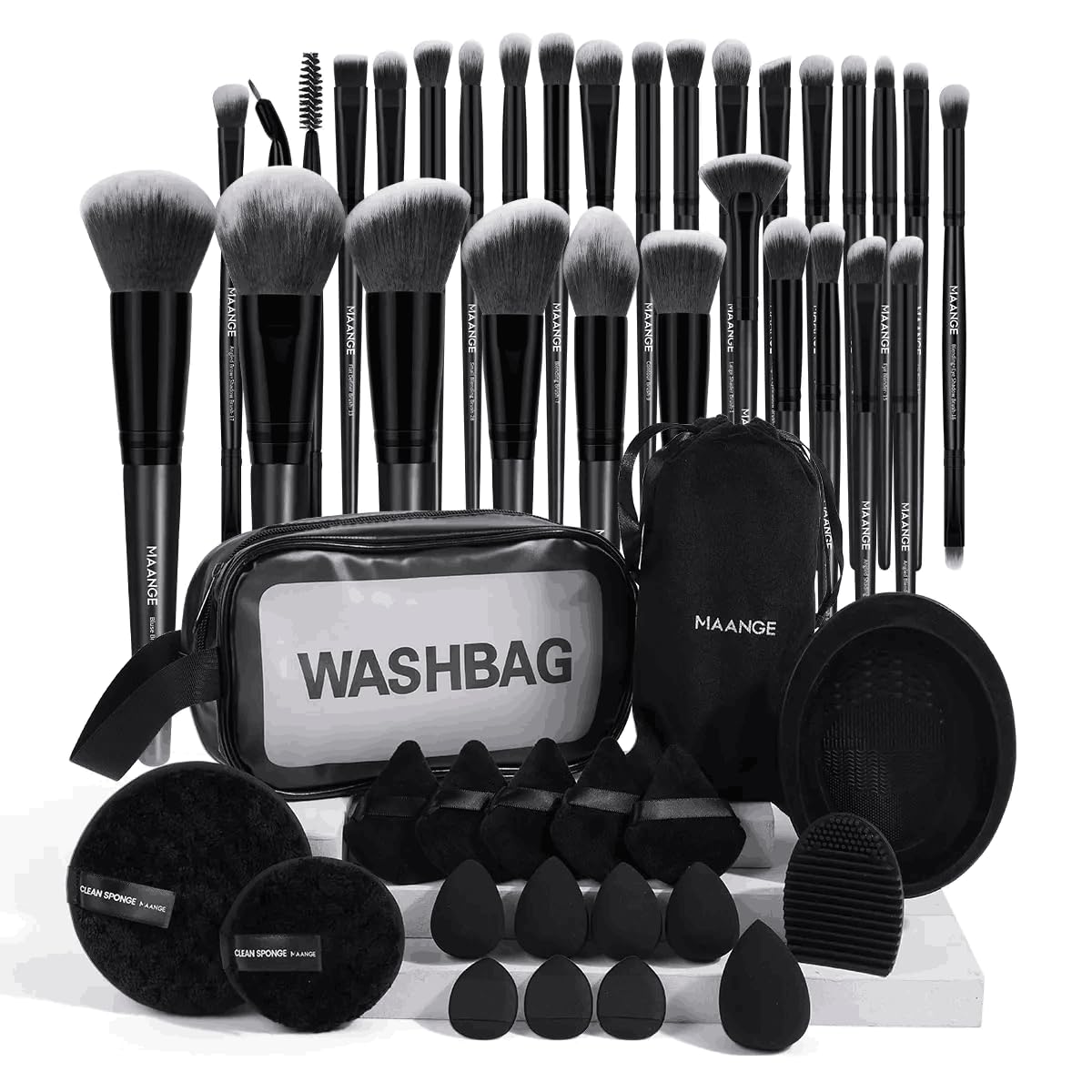 MAANGE 49pc makeup brush set for precise foundation and detailing