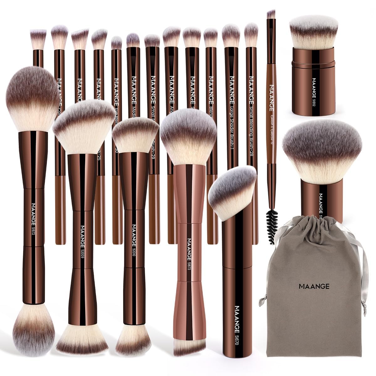 MAANGE Coffee 20-piece brush set for smooth foundation application