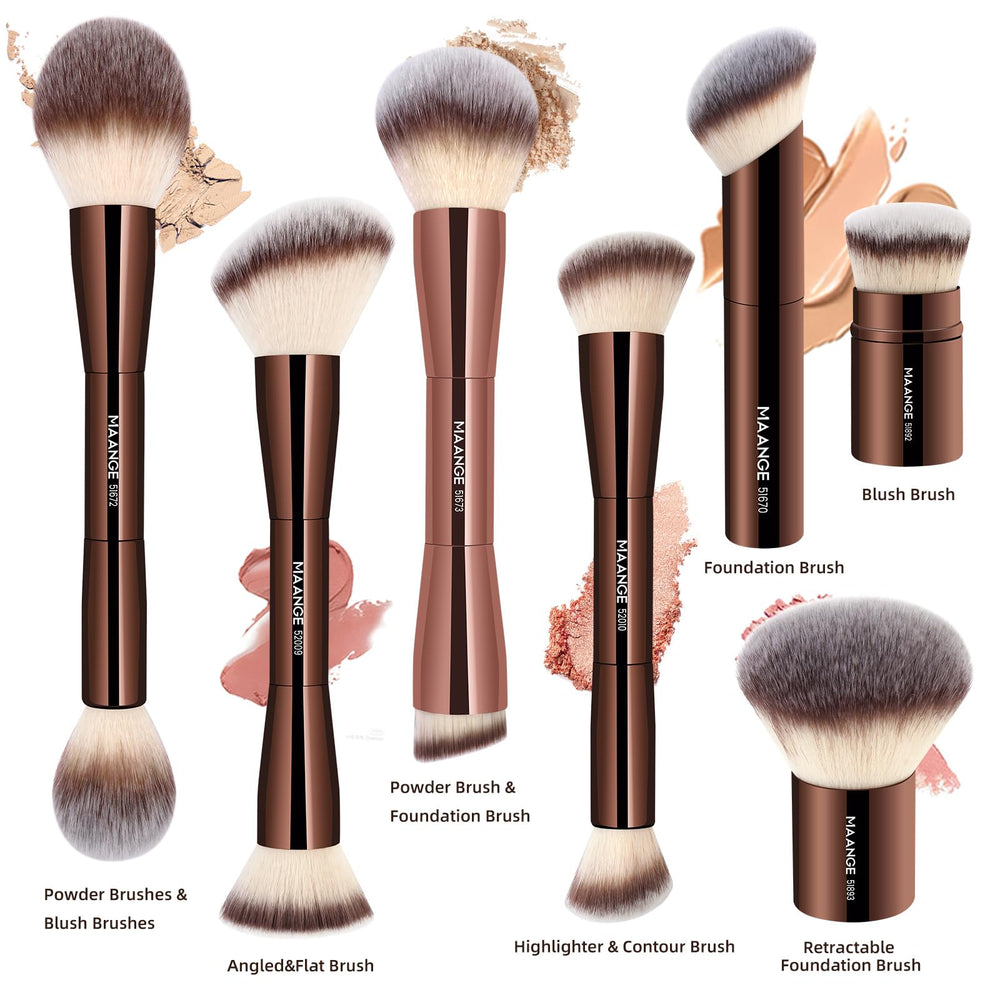 MAANGE coffee brush-set velvet bag close-up illustrates portable storage.