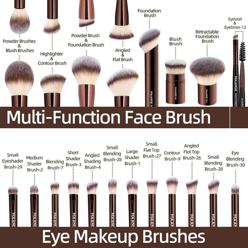 MAANGE Coffee double-ended kabuki brush for versatile contour and blending