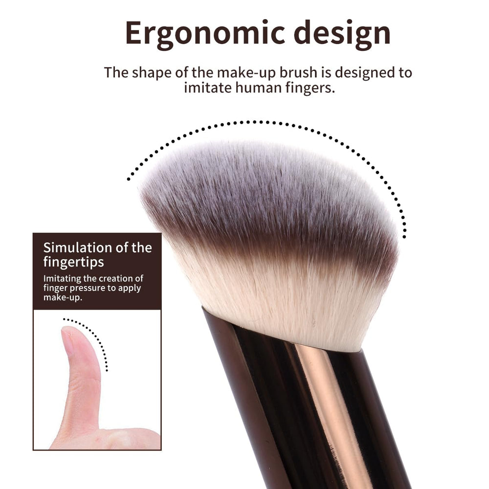 MAANGE coffee-handle brush set offers comfortable grip during makeup sessions.