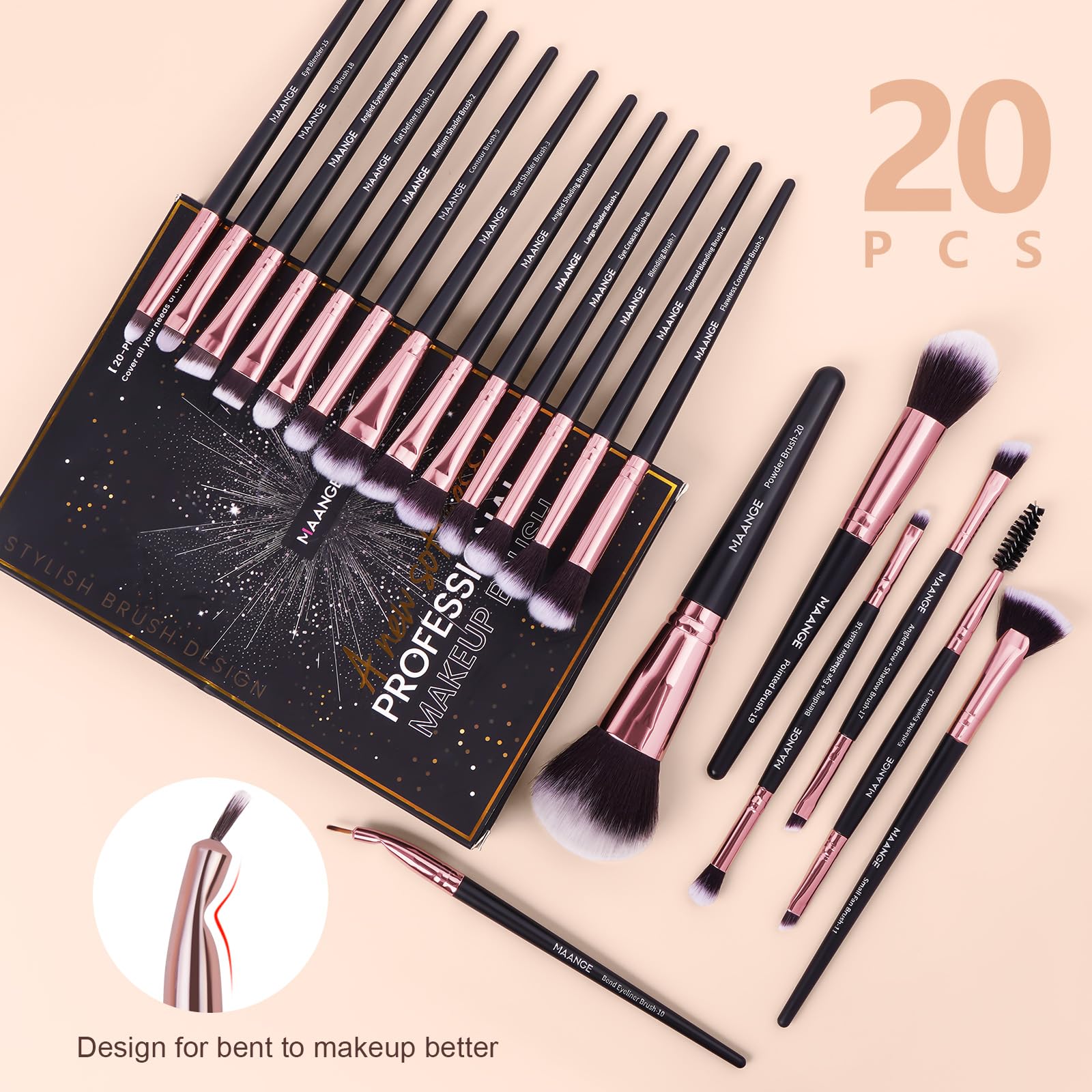 MAANGE concealer brush features a precise tip for targeted concealment and seamless blending
