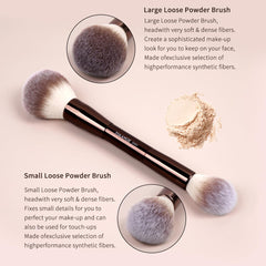 MAANGE dual-head brush for powder and blush creates seamless finishing.