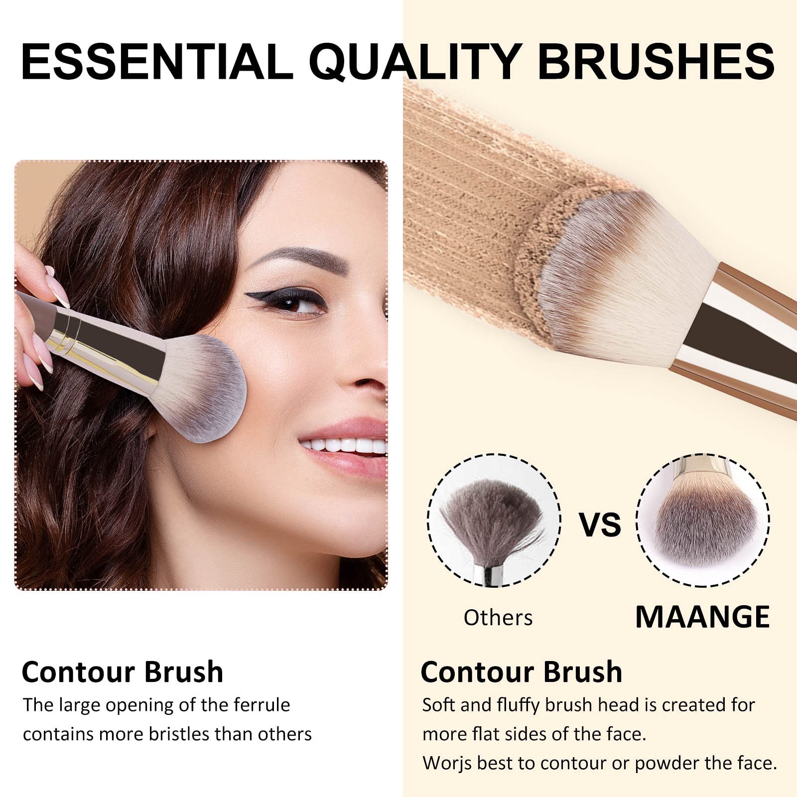 MAANGE eyeshadow brush enables clean, precise eyelid color blending.