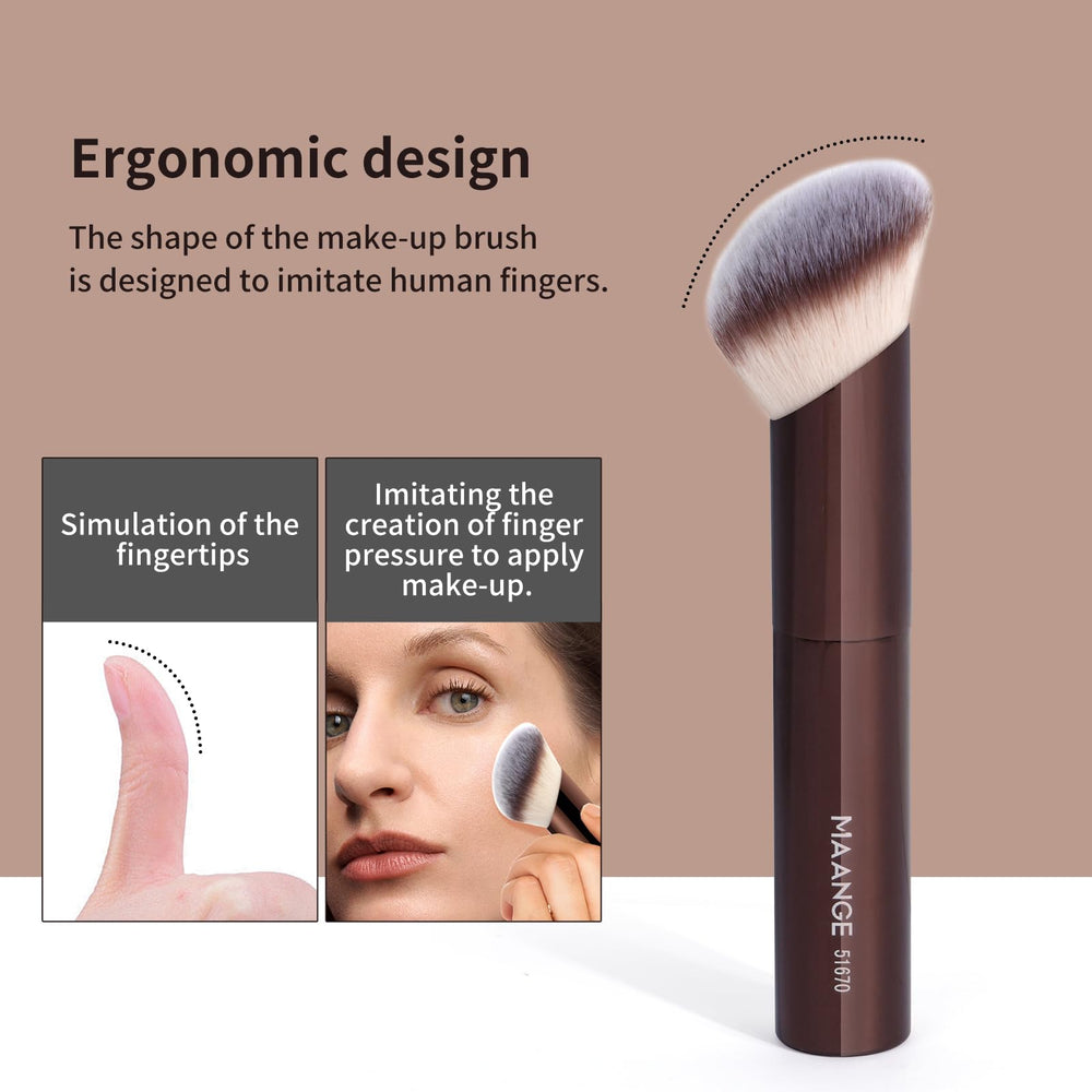MAANGE foundation brush delivers smooth coverage for liquid and cream formulas.