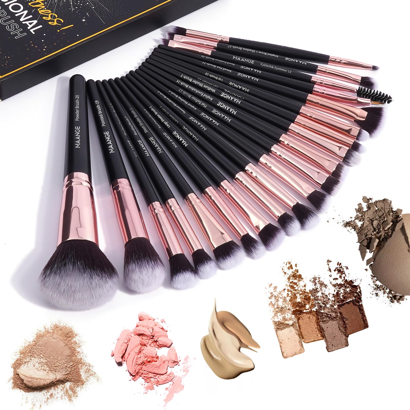 MAANGE foundation brush provides even coverage with soft synthetic bristles and precise control