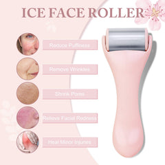 MAANGE ice-eye-roller pink small targets under-eye area to refresh and reduce tired look.