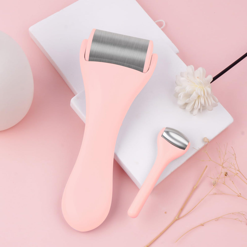 MAANGE ice-roller-set-paired conveys two-piece system for facial and eye care.