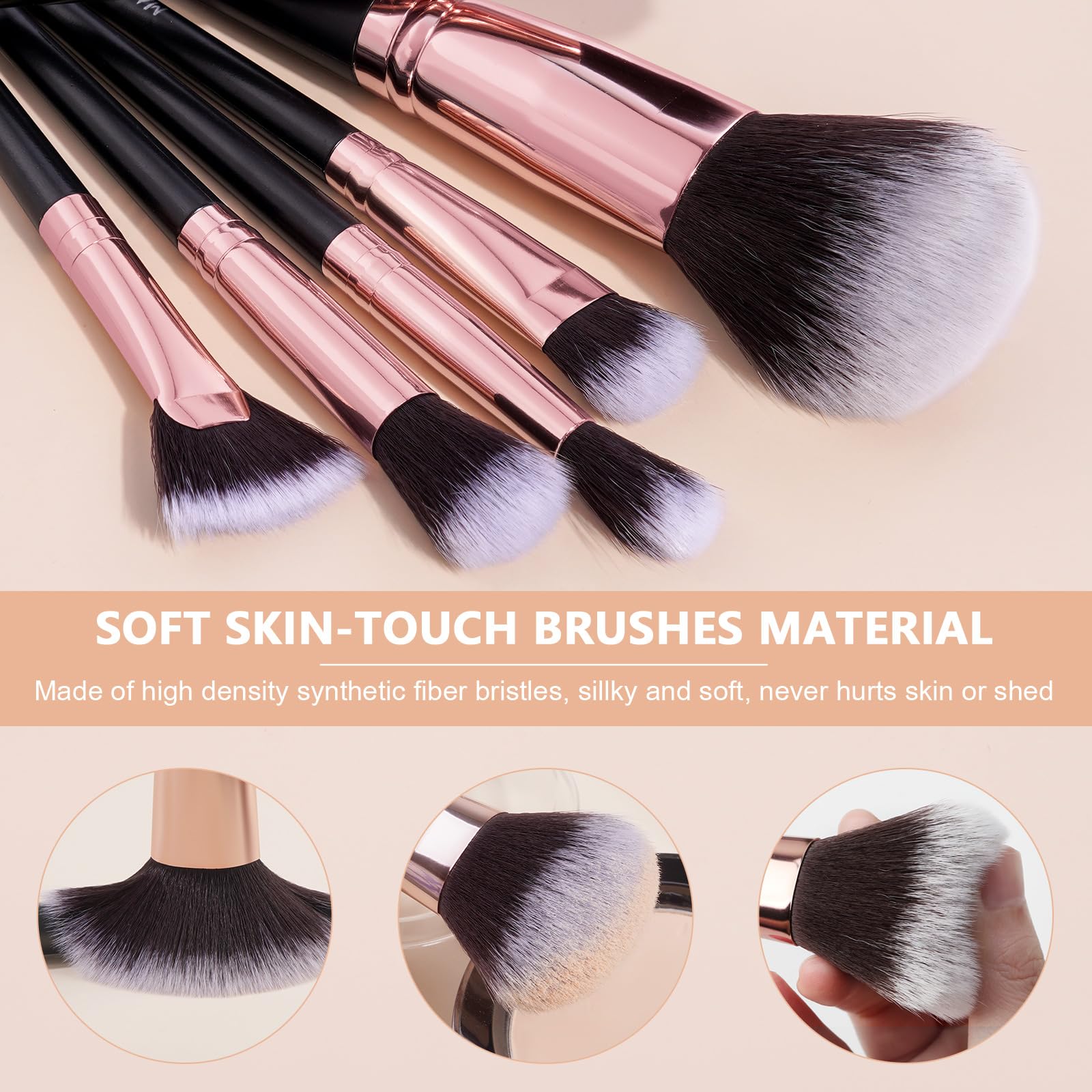 MAANGE kabuki brush delivers broad coverage with a plush finish on powder products