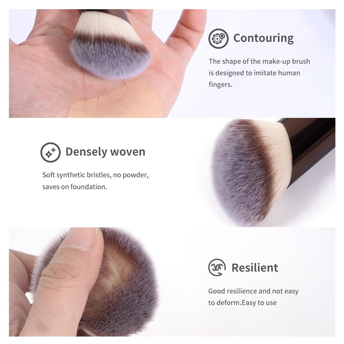 MAANGE liquid foundation brush delivers streak-free coverage on cream formulas.