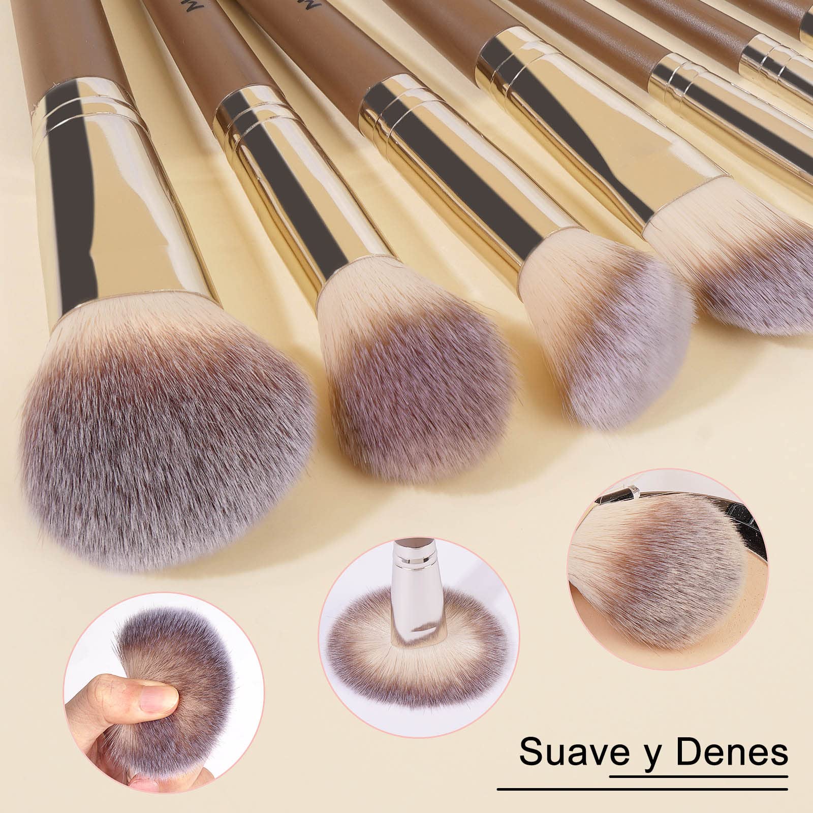 MAANGE powder brush highlights gentle powder pickup for natural finish.