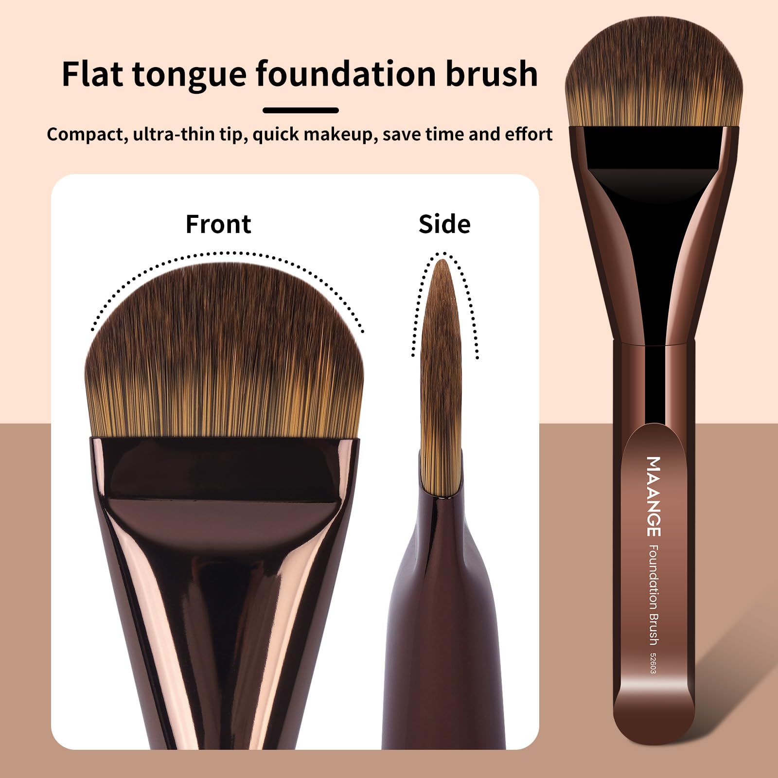 MAANGE powder brush provides light diffusion for natural finish.