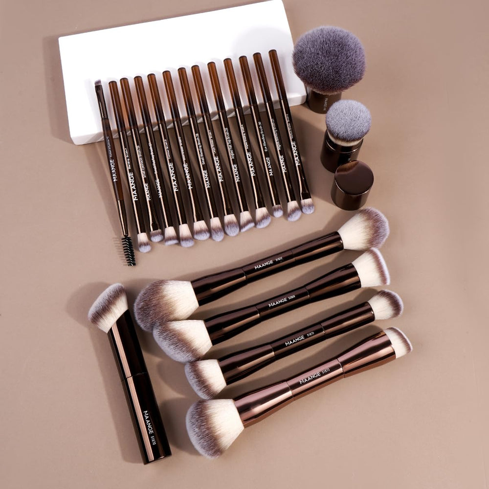 MAANGE premium bristles close-up show soft, dense grip for makeup application