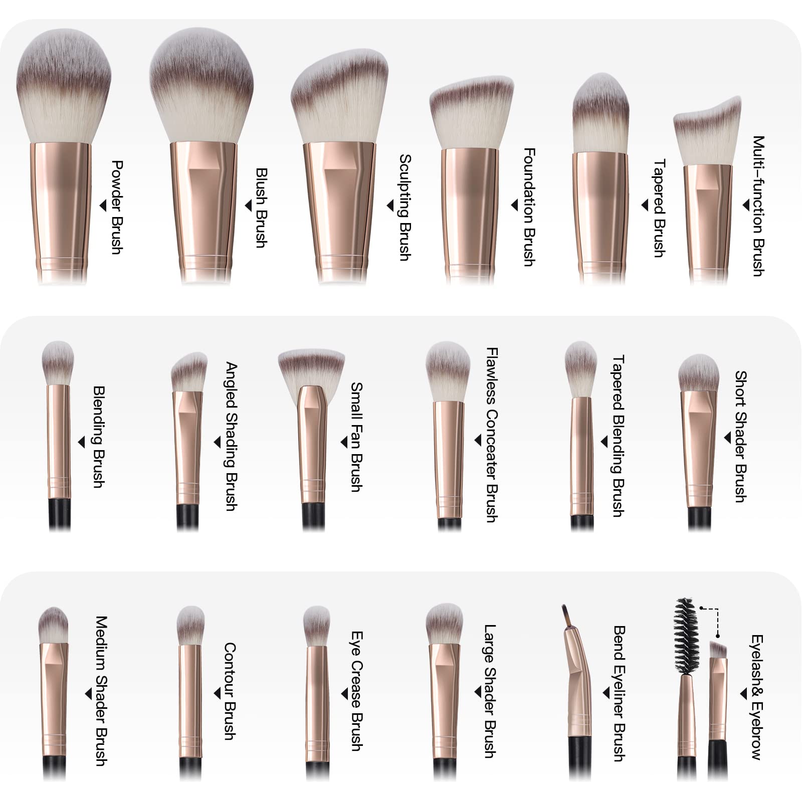 MAANGE premium synthetic bristles coffee brushes for soft blendable makeup