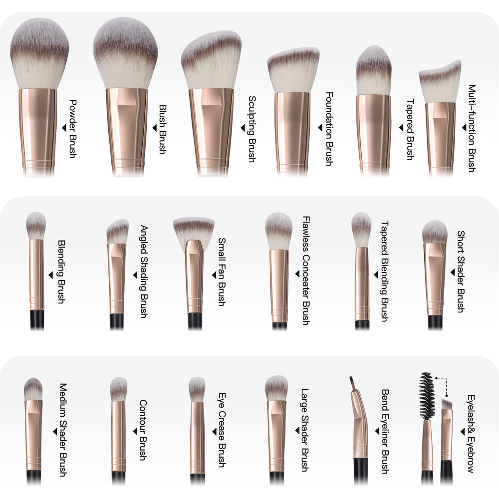 MAANGE premium synthetic bristles coffee brushes for soft blendable makeup