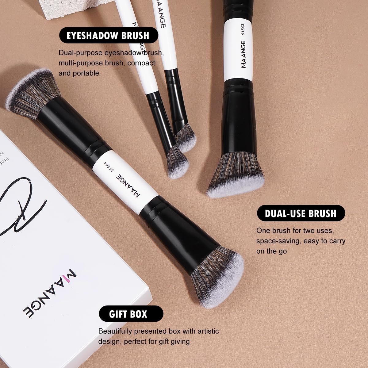 MAANGE ultra-soft synthetic bristles deliver smooth, non-shedding foundation blending