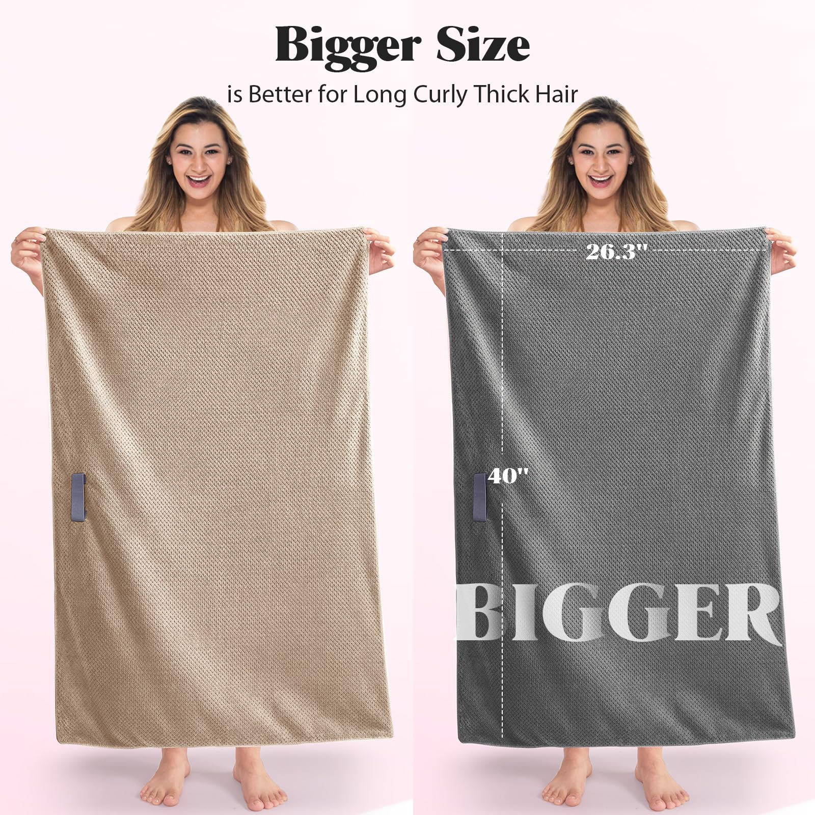 MABAO towel wrap elastic band closeup demonstrates secure slip-free drying