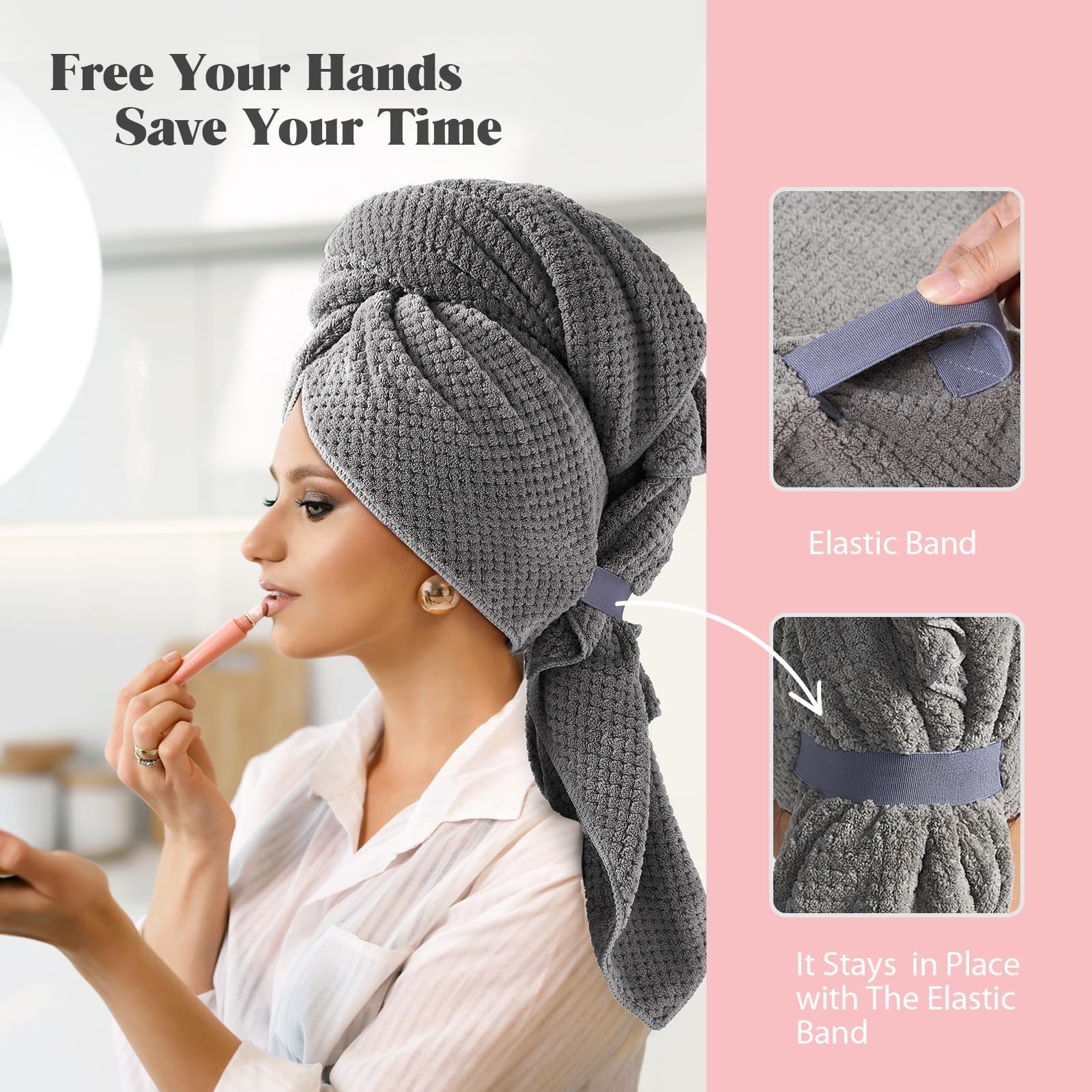 MABAO towel wrap in use image highlights lightweight comfort during routine