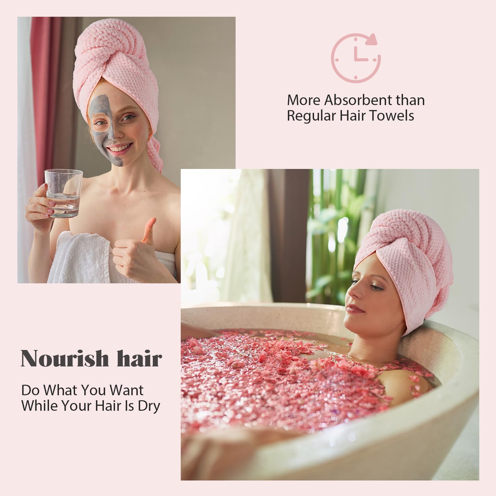 MABAO pink towel wrap shows stylish stocking-stuffer gift idea.
