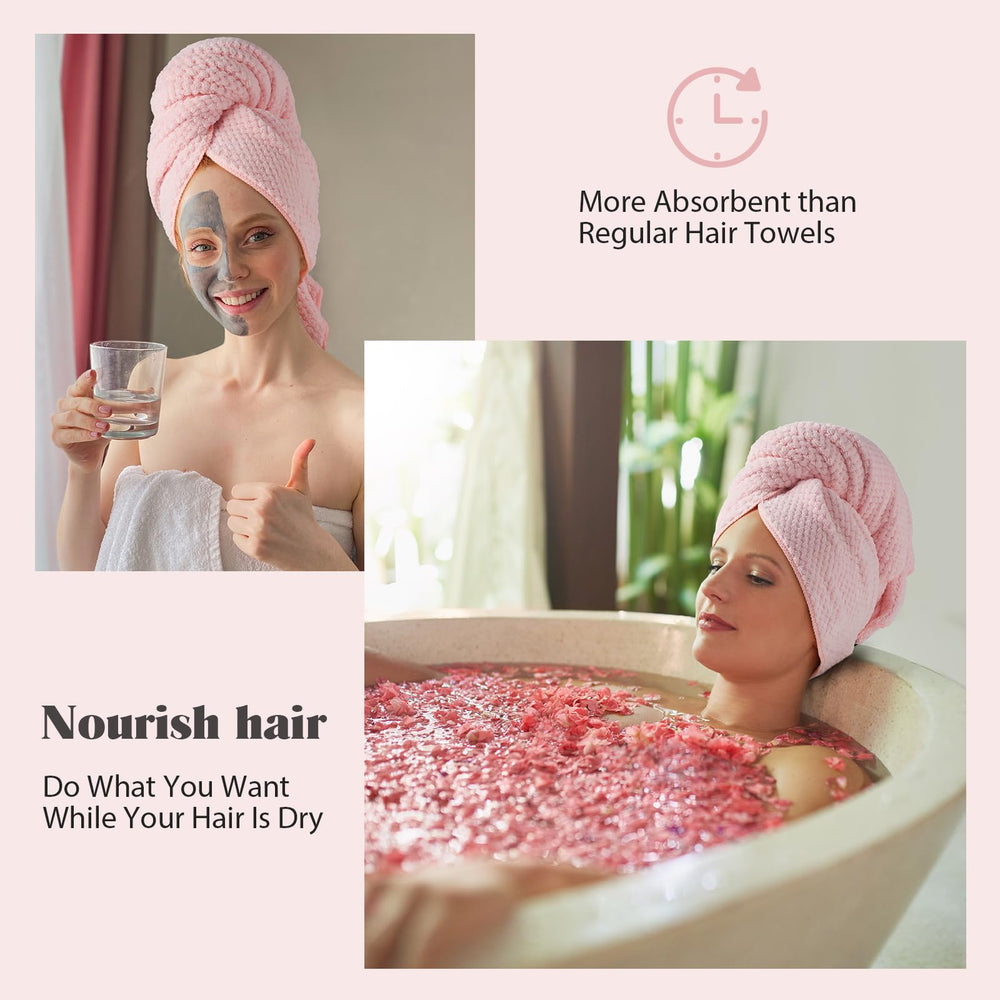 MABAO pink towel wrap shows stylish stocking-stuffer gift idea.