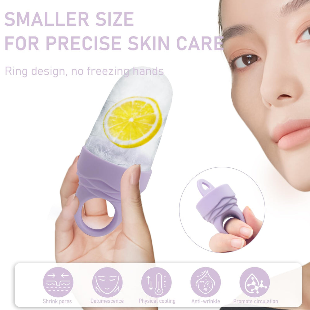 Mabnuby rose ice roller handle with ring allows precise application near the eyes.
