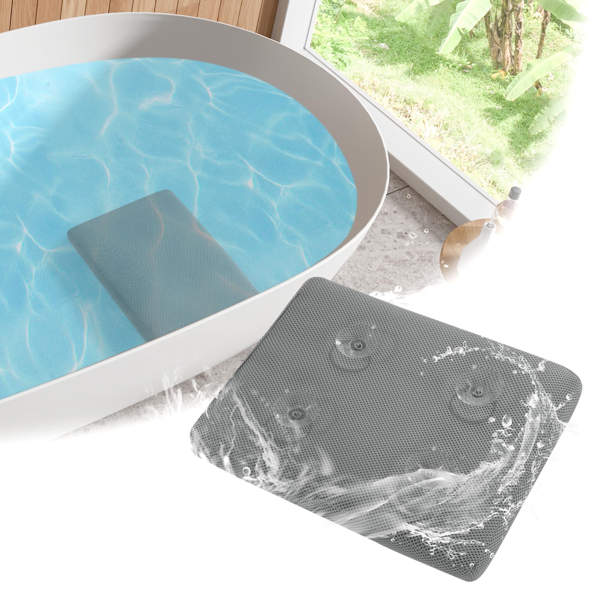 MABOZOO bath cushion with four suction cups keeps tub secure during soaks