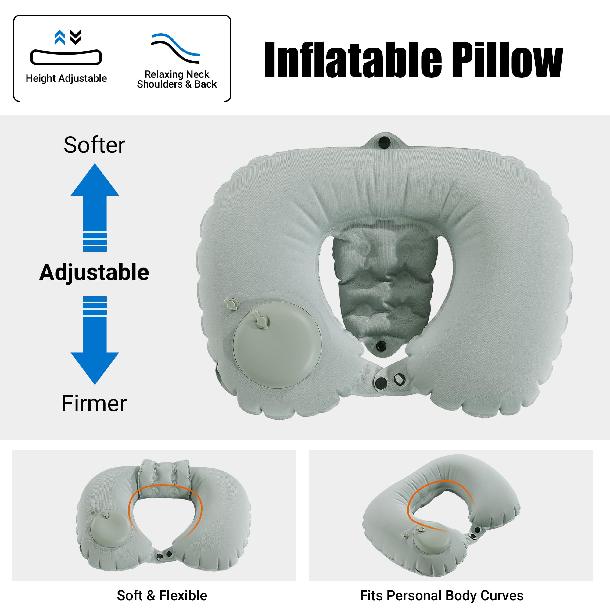 MABOZOO U-Shaped Hot Bathtub Pillow side view showing adjustable fit for comfort