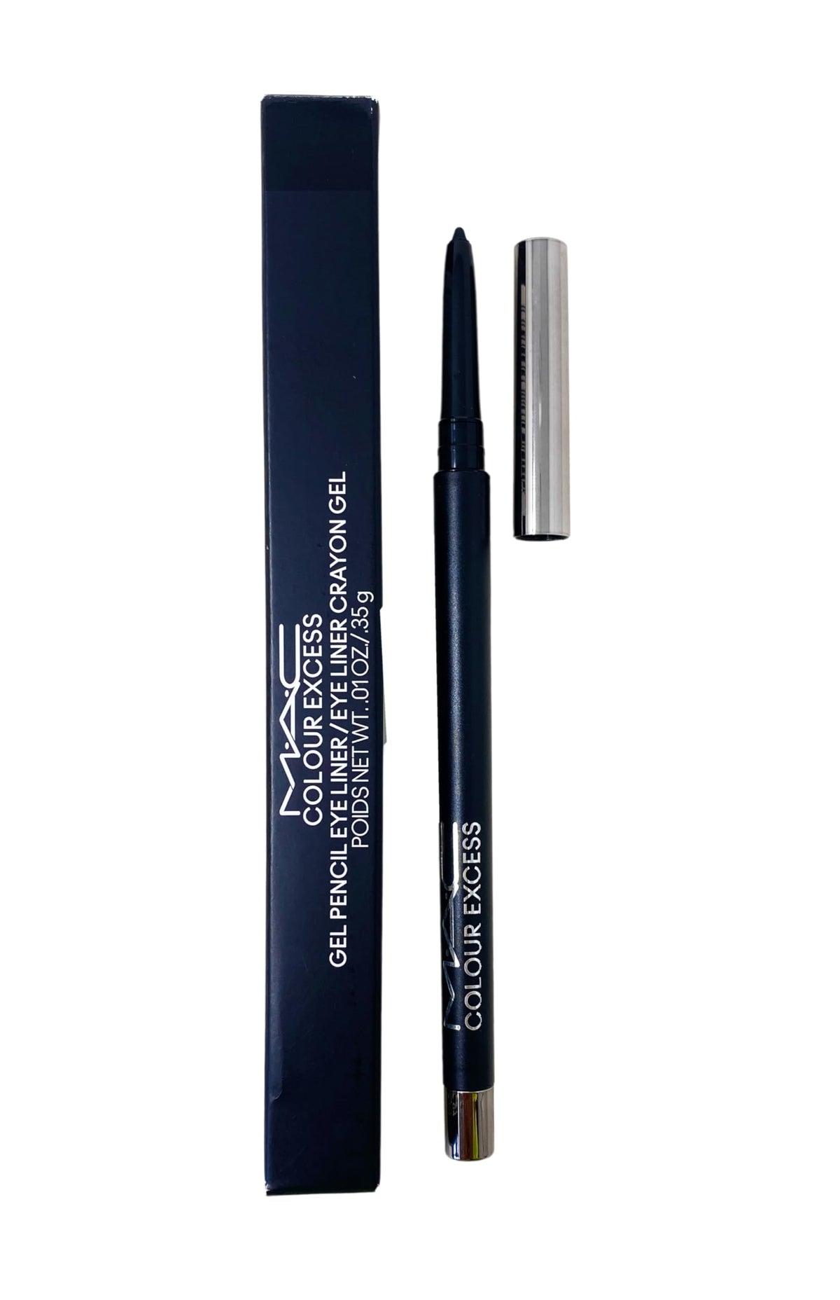 MAC Colour Excess Gel Pencil Eye Liner Glide Or Die swatch with ultra-pigment and waterproof wear.