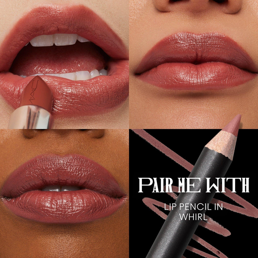 MAC Creme In Your Coffee lip application demonstrates smooth glide and full coverage.