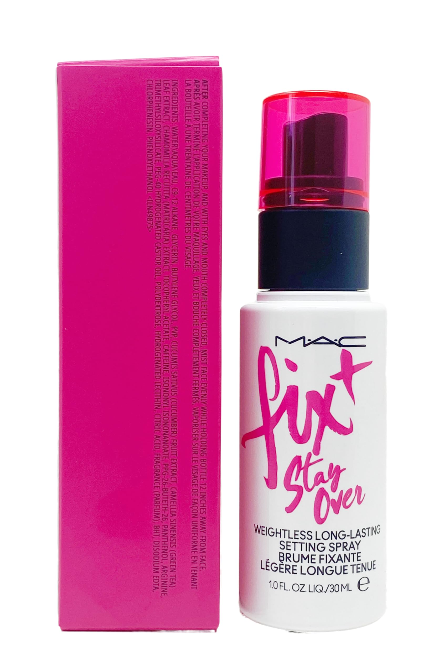 MAC Fix + Stay Over weightless setting spray bottle offers hydration and long-lasting makeup hold