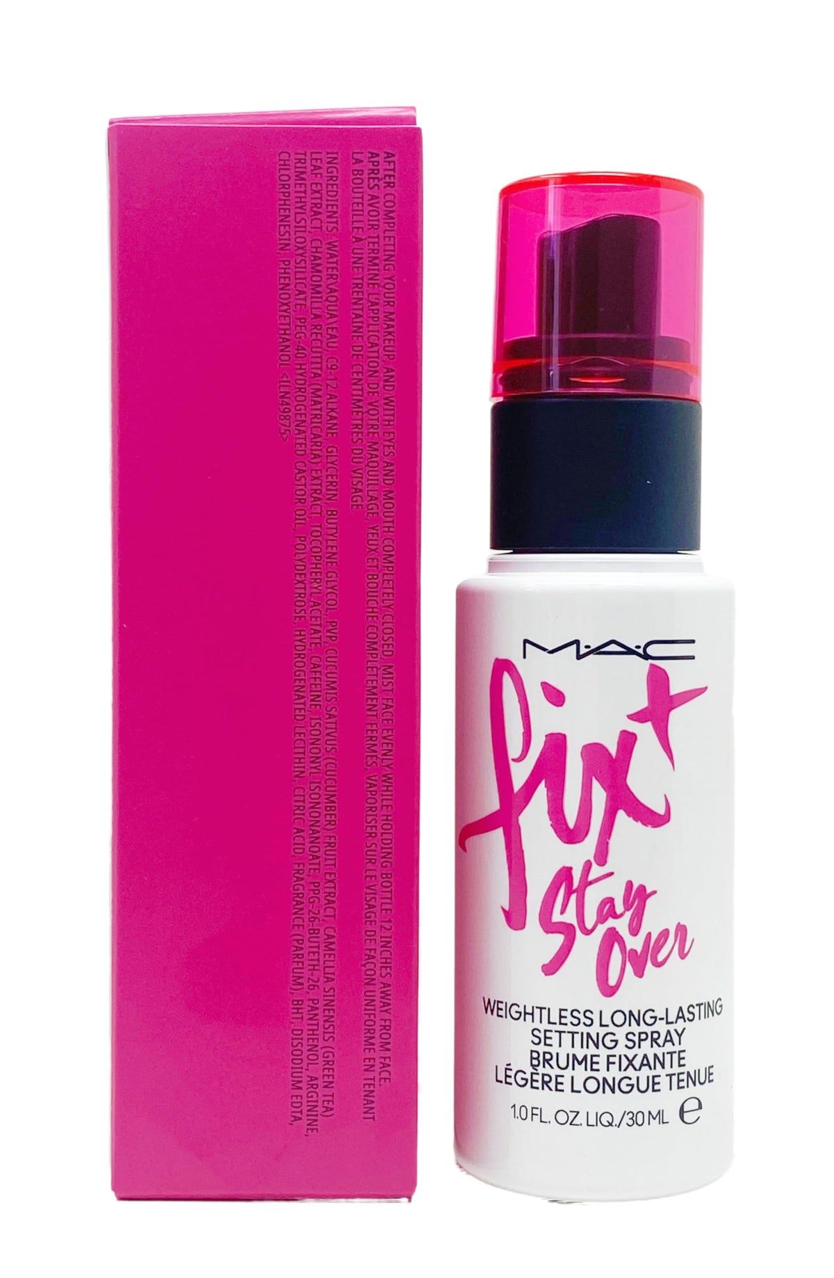 MAC Fix + Stay Over weightless setting spray bottle offers hydration and long-lasting makeup hold