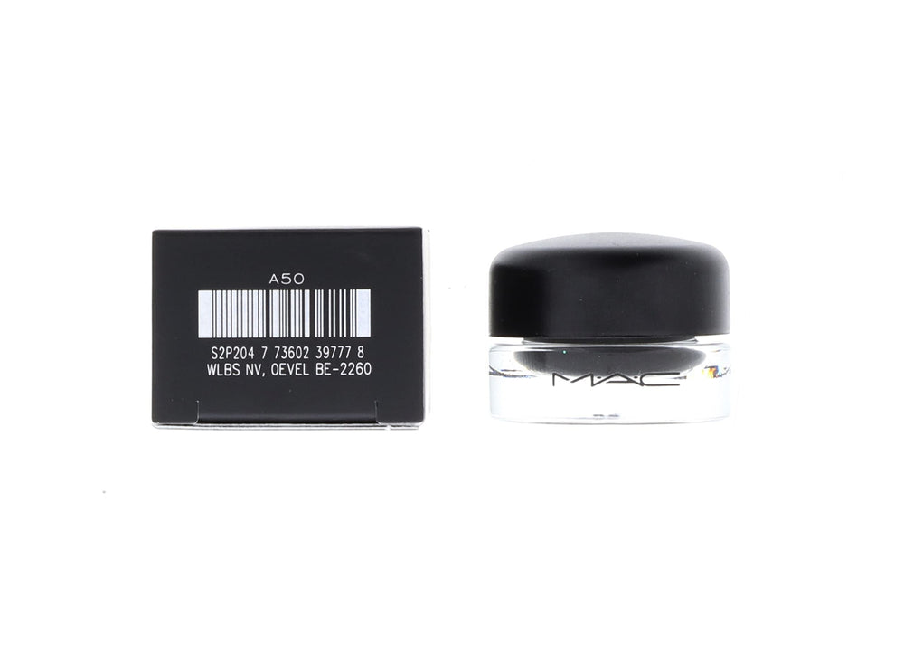 MAC Fluidline Blacktrack gel formula swirl highlights silky finish for smooth glide.